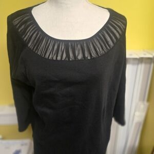 Rafaella Black Blouse with Sheer Detail